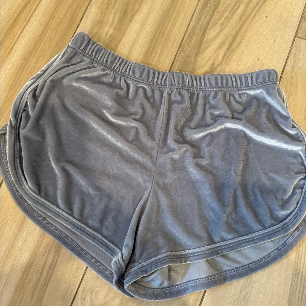 Velvet shorts - size OS but fits like XS or XXS - light blue